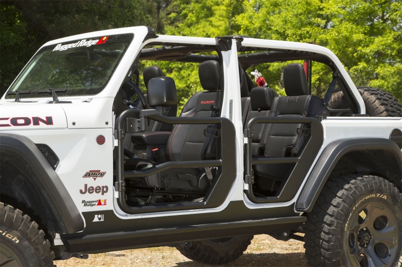 Jeep Wrangler Front Tube Doors - Rugged Ridge - Fortis with Mirrors - Textured Black - `18-`22